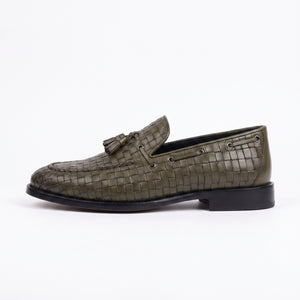 D'S Damat Men's Woven Leather Tassel Loafers Slip-On Dress Shoes