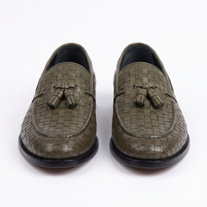 D'S Damat Men's Woven Leather Tassel Loafers Slip-On Dress Shoes