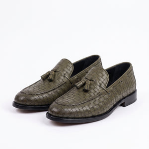D'S Damat Men's Woven Leather Tassel Loafers Slip-On Dress Shoes