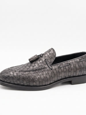 D'S Damat Men's Woven Leather Tassel Loafers Slip-On Dress Shoes