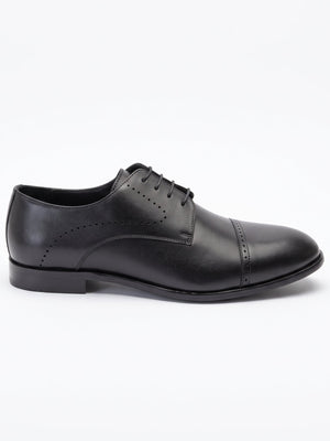 D'S Damat Men's Genuine Leather Quarter Brogue Cap Toe Derby Shoes