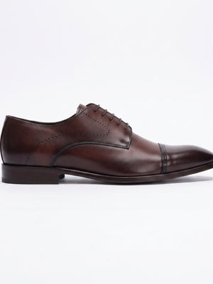 D'S Damat Men's Genuine Leather Quarter Brogue Cap Toe Derby Shoes