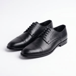 D'S Damat Men's Genuine Leather Quarter Brogue Cap Toe Derby Shoes
