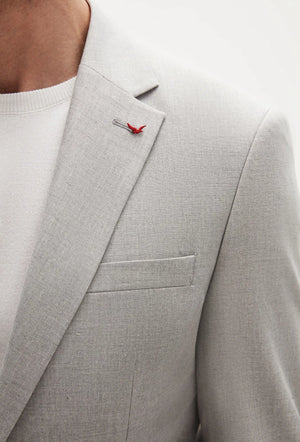 Ds Damat Slim Fit Gray Plain Linen Blend Fabric Jacket