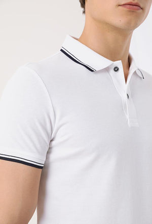 Twn Slim Fit White Plain Knit 100% Cotton Polo T-Shirt-D'S DAMAT ONLINE
