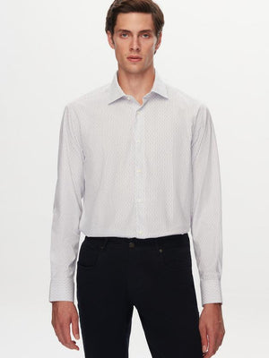 Ds Damat Regular Fit Navy Blue Striped Shirt-D'S DAMAT ONLINE