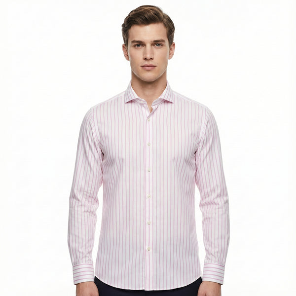 D'S Damat Men's Slim Fit Striped 100% Cotton Formal Shirt