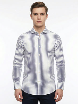 D'S Damat Men's Slim Fit Striped 100% Cotton Formal Shirt