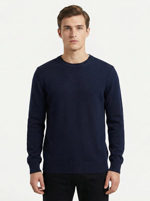 D'S Damat Men's Regular Fit Wool Blend Plain Knit Sweater