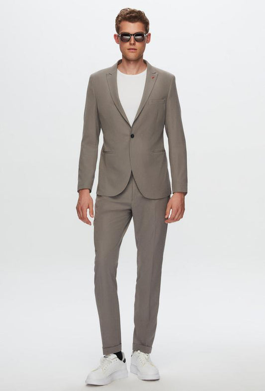 Twn Slim Fit Grey Plain Suit-D'S DAMAT ONLINE
