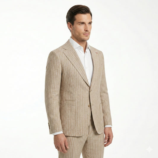 D’S DAMAT Men’s Regular Fit Pinstripe Suit-4HC05KV15565M