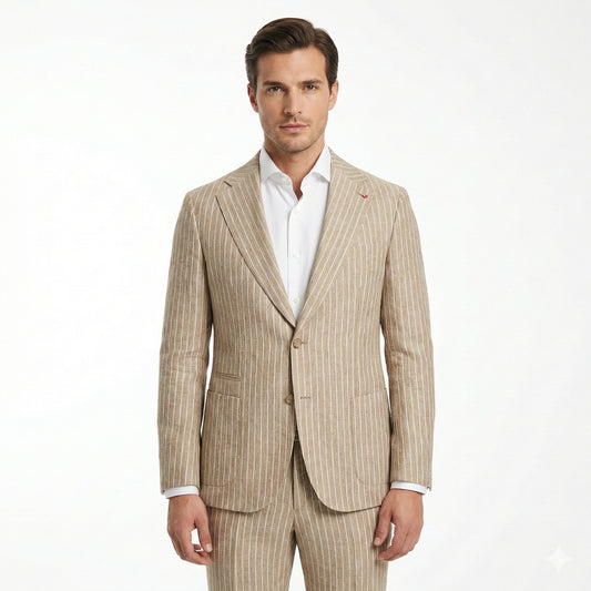 D’S DAMAT Men’s Regular Fit Pinstripe Suit-4HC05KV15565M