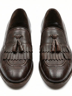 D'S Damat Men's Croc Embossed Kiltie Tassel Loafers