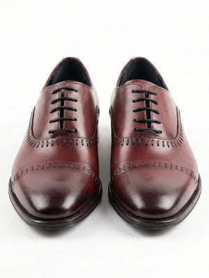 D'S Damat Men's Genuine Leather Semi Brogue Cap Toe Oxford Shoes