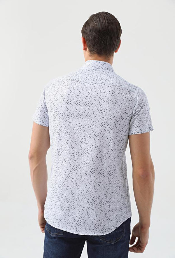 Twn Slim Fit White Printed Shirt-D'S DAMAT ONLINE