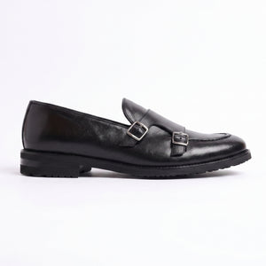 D'S Damat Men's Genuine Leather Double Monk Strap Loafers with Lug Sole