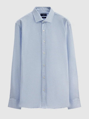 Ds Damat Slim Fit Blue Dobby Shirt-D'S DAMAT ONLINE