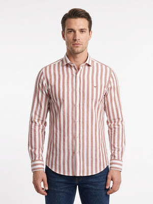 D'S Damat Men's Regular Fit Cotton Linen Blend Shirt