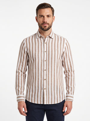 D'S Damat Men's Regular Fit Cotton Linen Blend Shirt