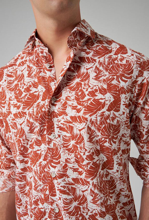Ds Damat Comfort Brown Printed Shirt-D'S DAMAT ONLINE