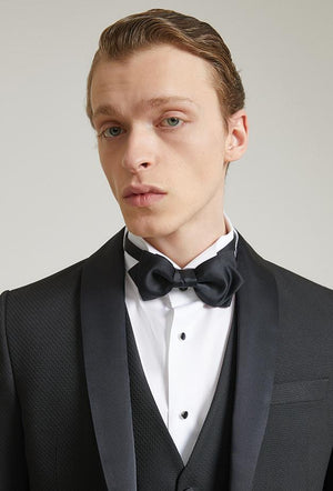 Ds Damat Slim Fit Black Dobby Groom Suit & Tuxedo Vest Suit-D'S DAMAT ONLINE