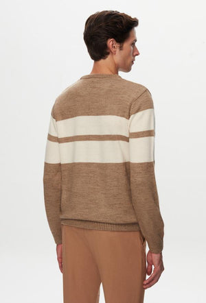 Ds Damat Regular Fit Brown Ringel Knitted Knitwear Sweater-D'S DAMAT ONLINE