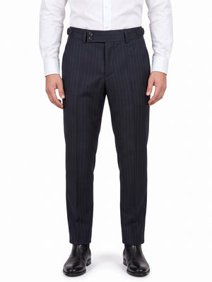 D'S Damat Men's Slim Fit Striped Polyester Viscose Formal Trousers