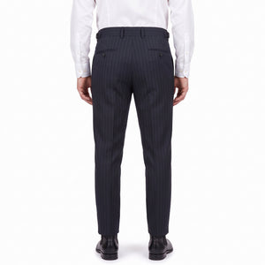 D'S Damat Men's Slim Fit Striped Polyester Viscose Formal Trousers