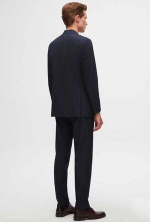D'S Damat Slim Fit Navy Blue Dobby Stretch Blend Suit Premium Men's Formal Suit - 3HF05KV01511M