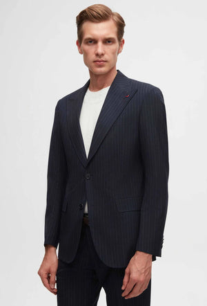 D'S Damat Slim Fit Navy Blue Dobby Stretch Blend Suit Premium Men's Formal Suit - 3HF05KV01511M