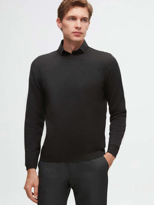 D'S Damat Men's Regular Fit Wool Blend Plain Knit Sweater