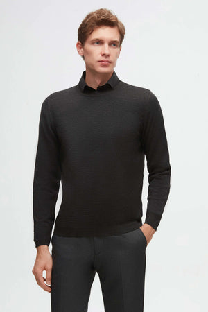 D'S Damat Men's Regular Fit Wool Blend Plain Knit Sweater