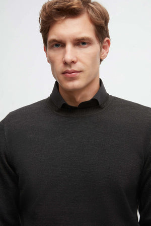 D'S Damat Men's Regular Fit Wool Blend Plain Knit Sweater