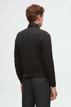 D'S Damat Men's Regular Fit Wool Blend Plain Knit Sweater
