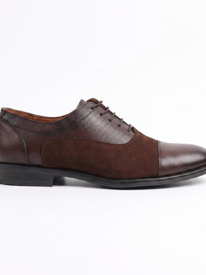 D'S Damat Men's Mixed Leather Suede Cap Toe Oxford Shoes