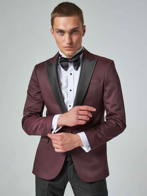 D'S Damat Men's Slim Fit Textured Groom Suit with Pointed Lapels