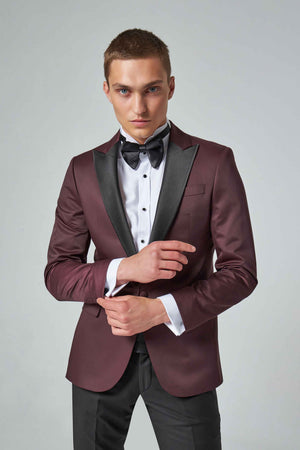 D'S Damat Men's Slim Fit Textured Groom Suit with Pointed Lapels