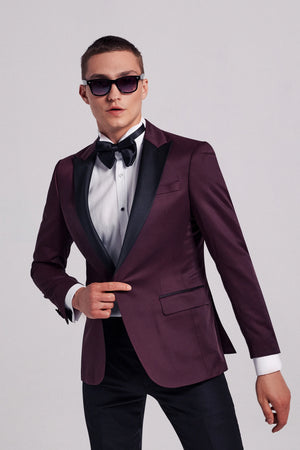 D'S Damat Men's Slim Fit Textured Groom Suit with Pointed Lapels