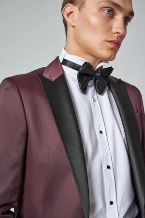 D'S Damat Men's Slim Fit Textured Groom Suit with Pointed Lapels