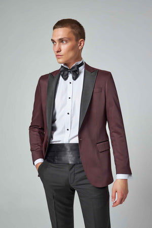 D'S Damat Men's Slim Fit Textured Groom Suit with Pointed Lapels