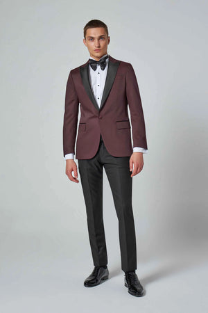 D'S Damat Men's Slim Fit Textured Groom Suit with Pointed Lapels
