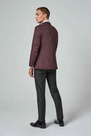 D'S Damat Men's Slim Fit Textured Groom Suit with Pointed Lapels