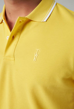 Twn Slim Fit Yellow Plain Knit 100% Cotton Polo T-Shirt-D'S DAMAT ONLINE