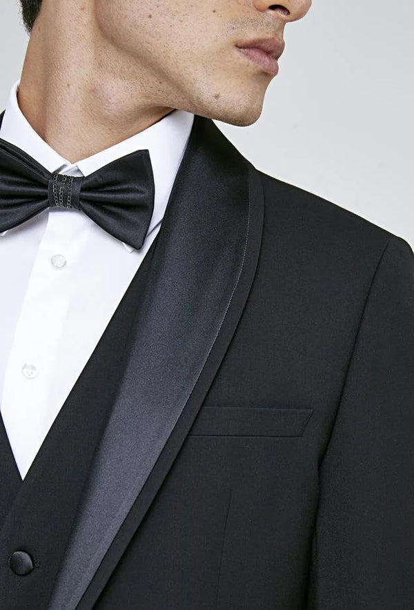 Twn Slim Fit Black Plain Tuxedo Suit with Vest-D'S DAMAT ONLINE