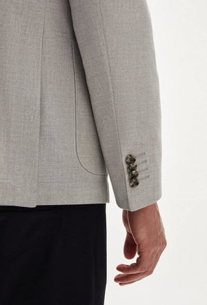 Ds Damat Slim Fit Gray Plain Linen Blend Fabric Jacket