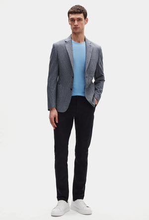 Ds Damat Slim Fit Navy Blue Plain Linen Blend Fabric Jacket