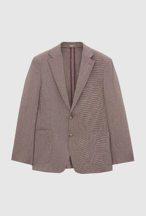 Ds Damat Slim Fit Burgundy Plain Linen Blend Fabric Jacket