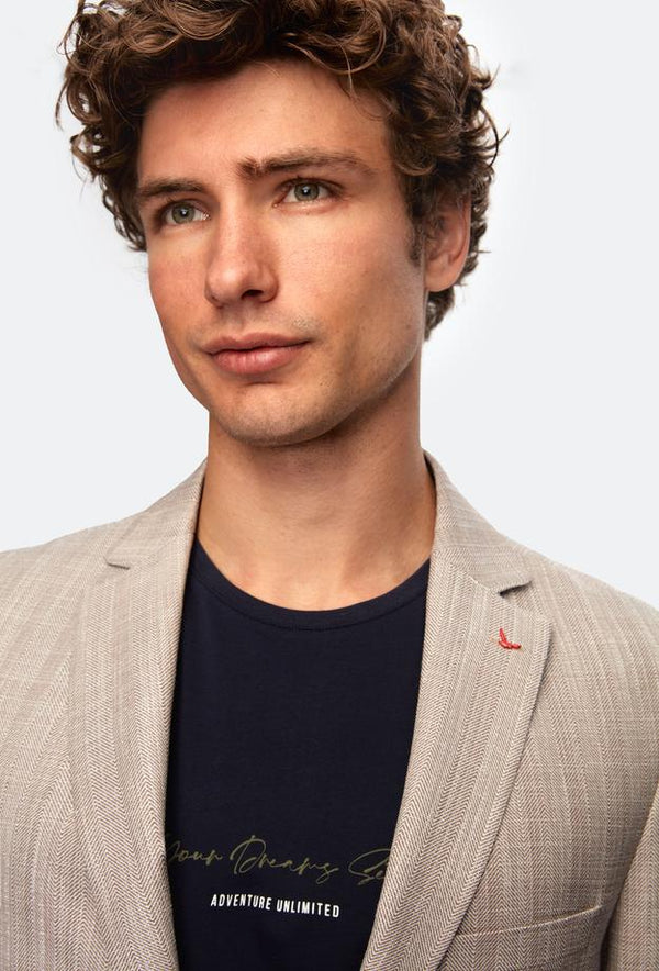 Ds Damat Slim Fit Gray Printed Fabric Jacket-D'S DAMAT ONLINE