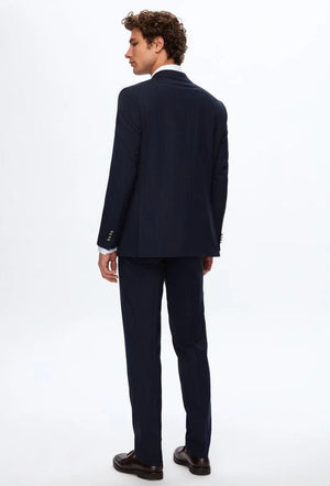 Ds Damat Regular Fit Navy Blue Striped Double Breasted Suit-D'S DAMAT ONLINE