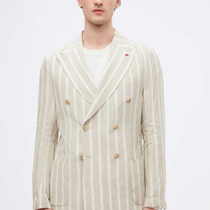 TWN Slim Fit Premium Linen Double Breasted Jacket Textured Casual Men's Blazer - 4EC04TL134882